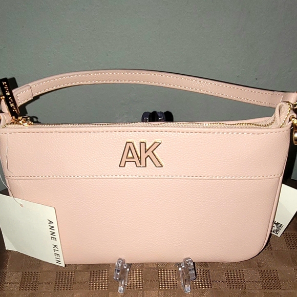 Anne Klein Pale Pink Wristlet Clutch with Gold AK Logo - Picture 6 of 6